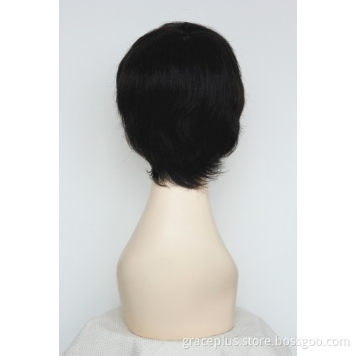 short gluless full lace front human hair wigs for black women